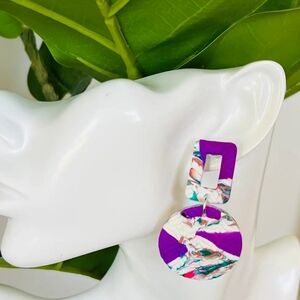 Purple and Multicolor Statement Earrings